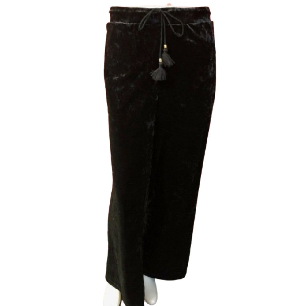 NWT Women Size Large or XL Melissa Paige Crushed Velour Wide Leg Drawstring Pant